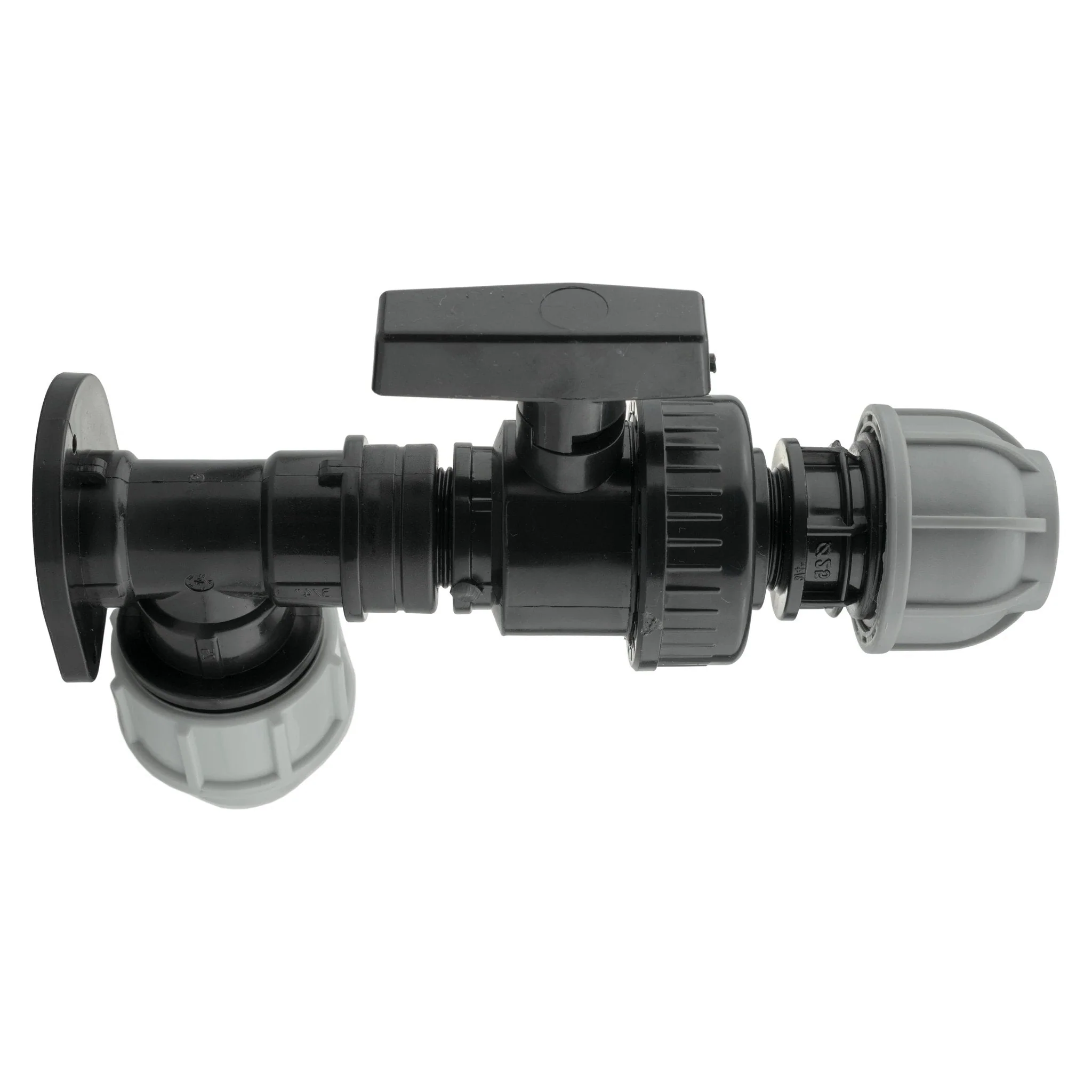 Wall Flange Kit 25mm MDPE + Large Plastic Valve & 25mm MDPE Straight - Image 2