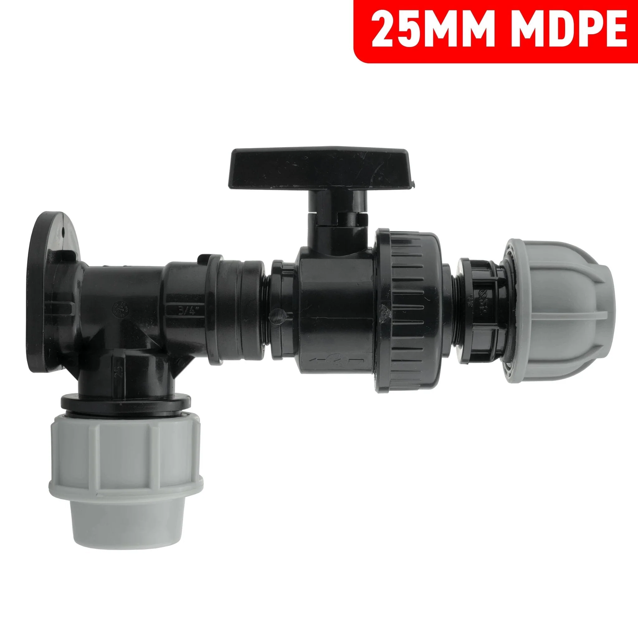 Wall Flange Kit 25mm MDPE + Large Plastic Valve & 25mm MDPE Straight - Image 4