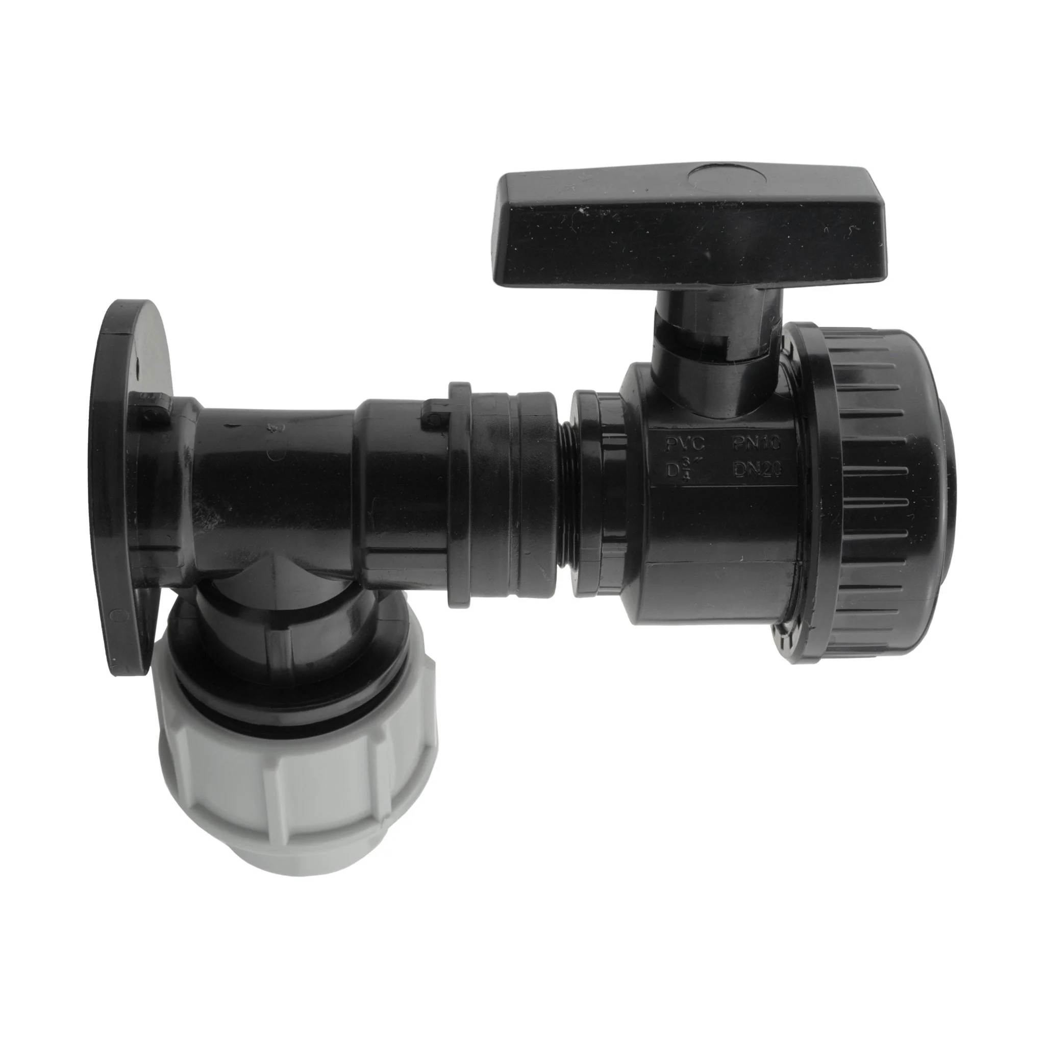 Wall Flange Kit 25mm MDPE + Large Plastic Valve 3/4" BSP - Image 2