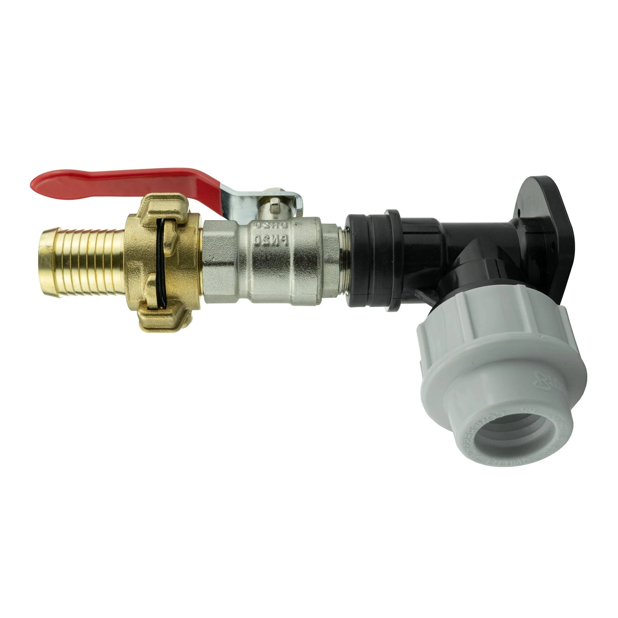 Wall Flange Kit 25mm MDPE + Lever Valve + 25mm Barbed Geka Set - Image 2