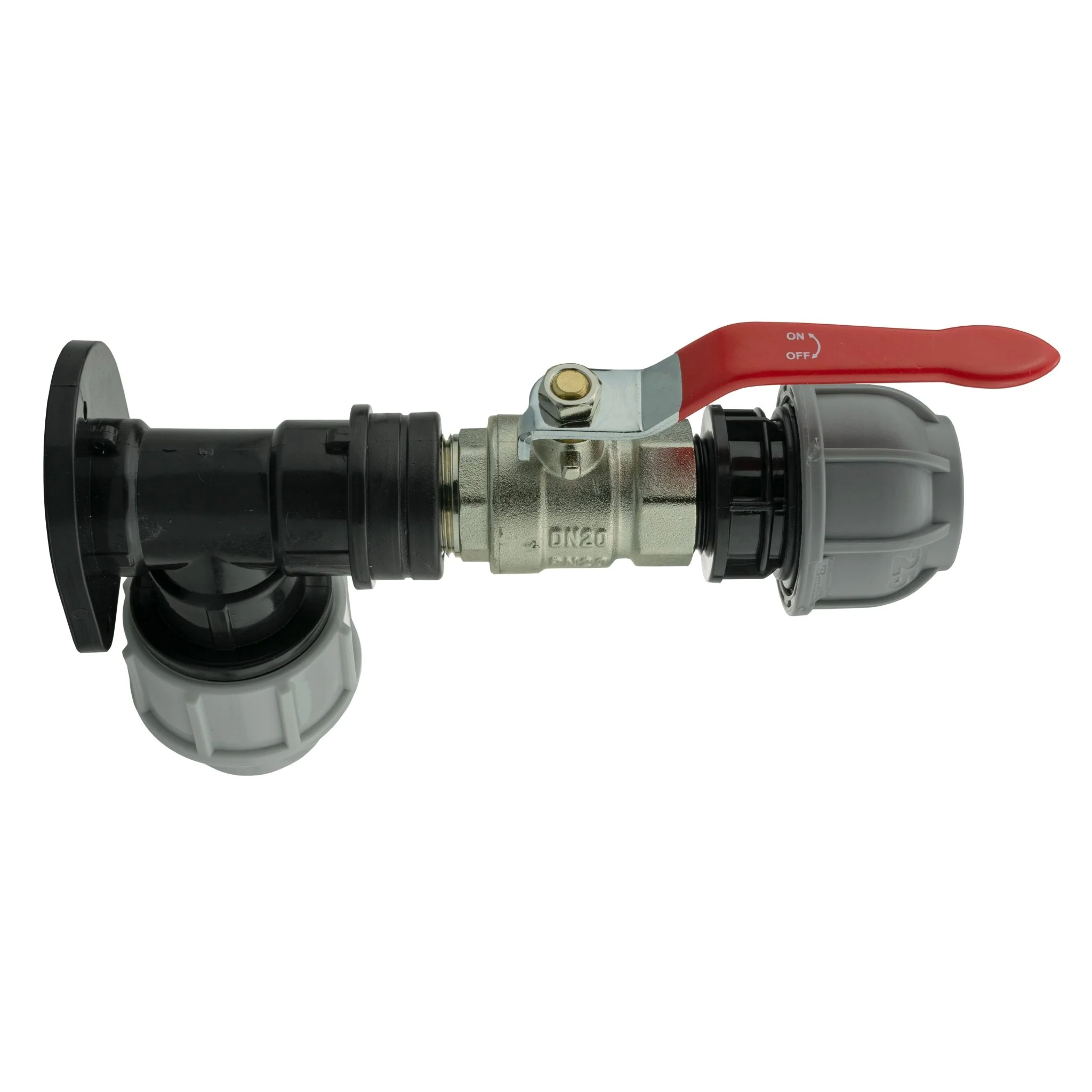 Wall Flange Kit 25mm MDPE + Lever Valve + 25mm MDPE Straight - Image 3