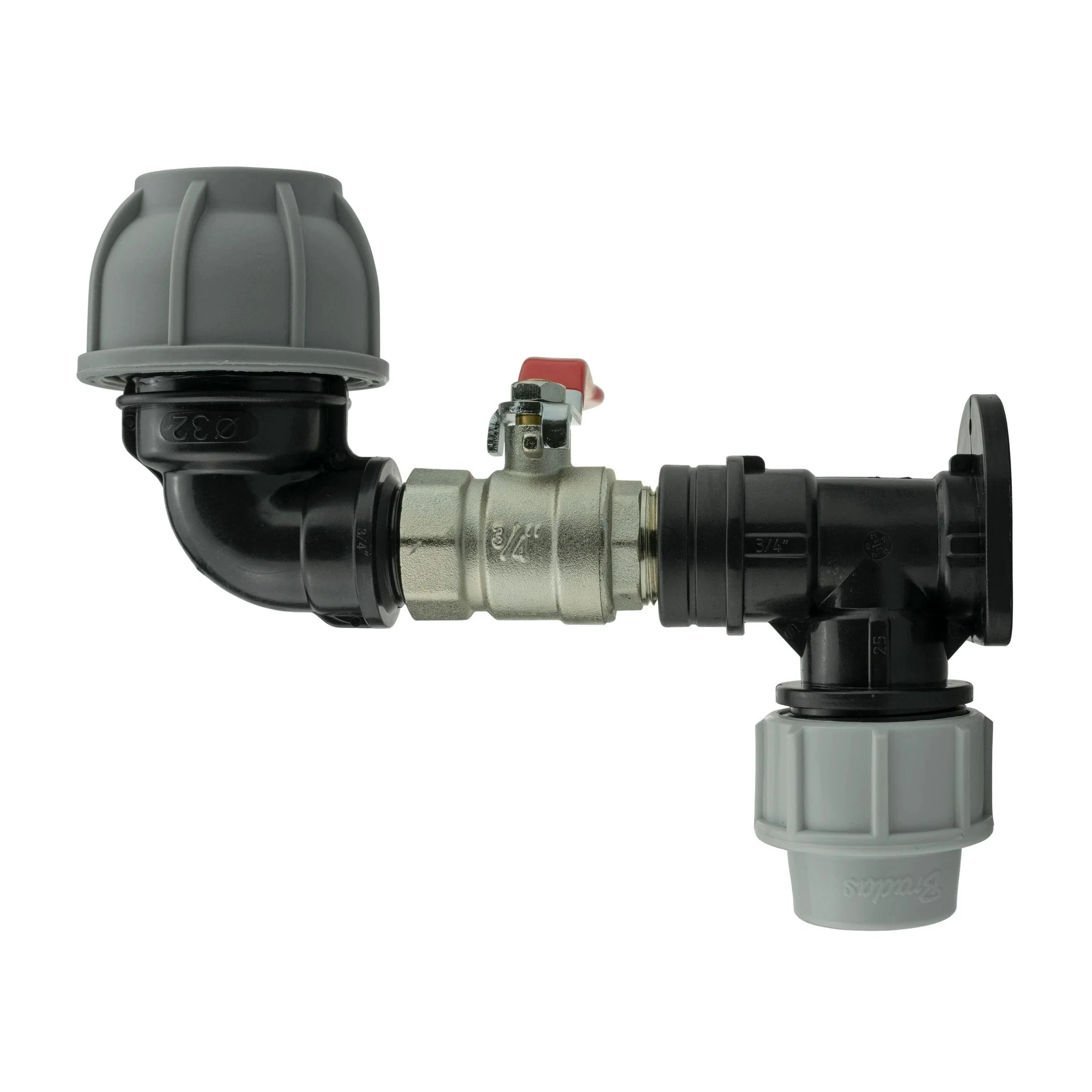 Wall Flange Kit 25mm MDPE + Lever Valve + 32mm MDPE Elbow - Image 4
