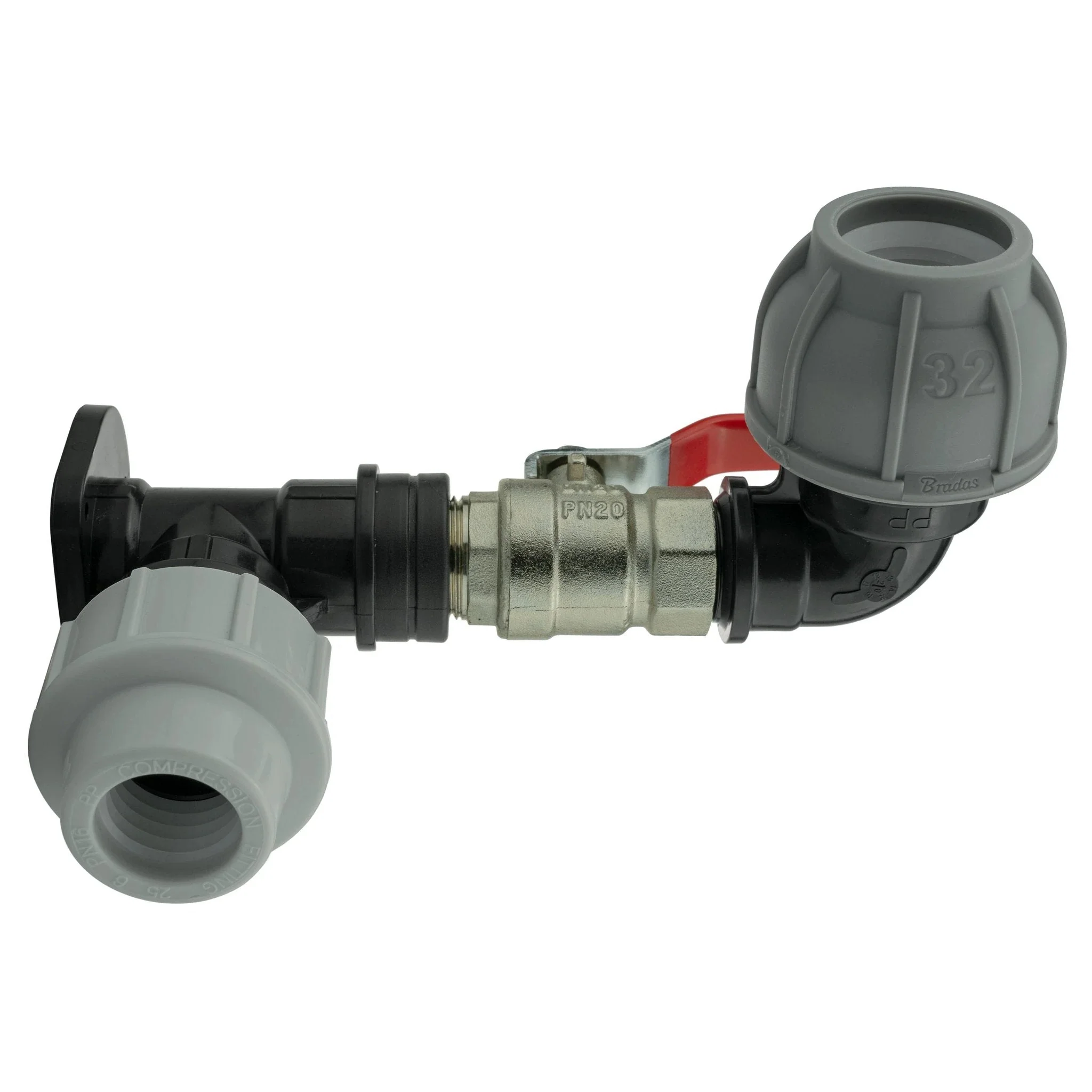Wall Flange Kit 25mm MDPE + Lever Valve + 32mm MDPE Elbow - Image 5