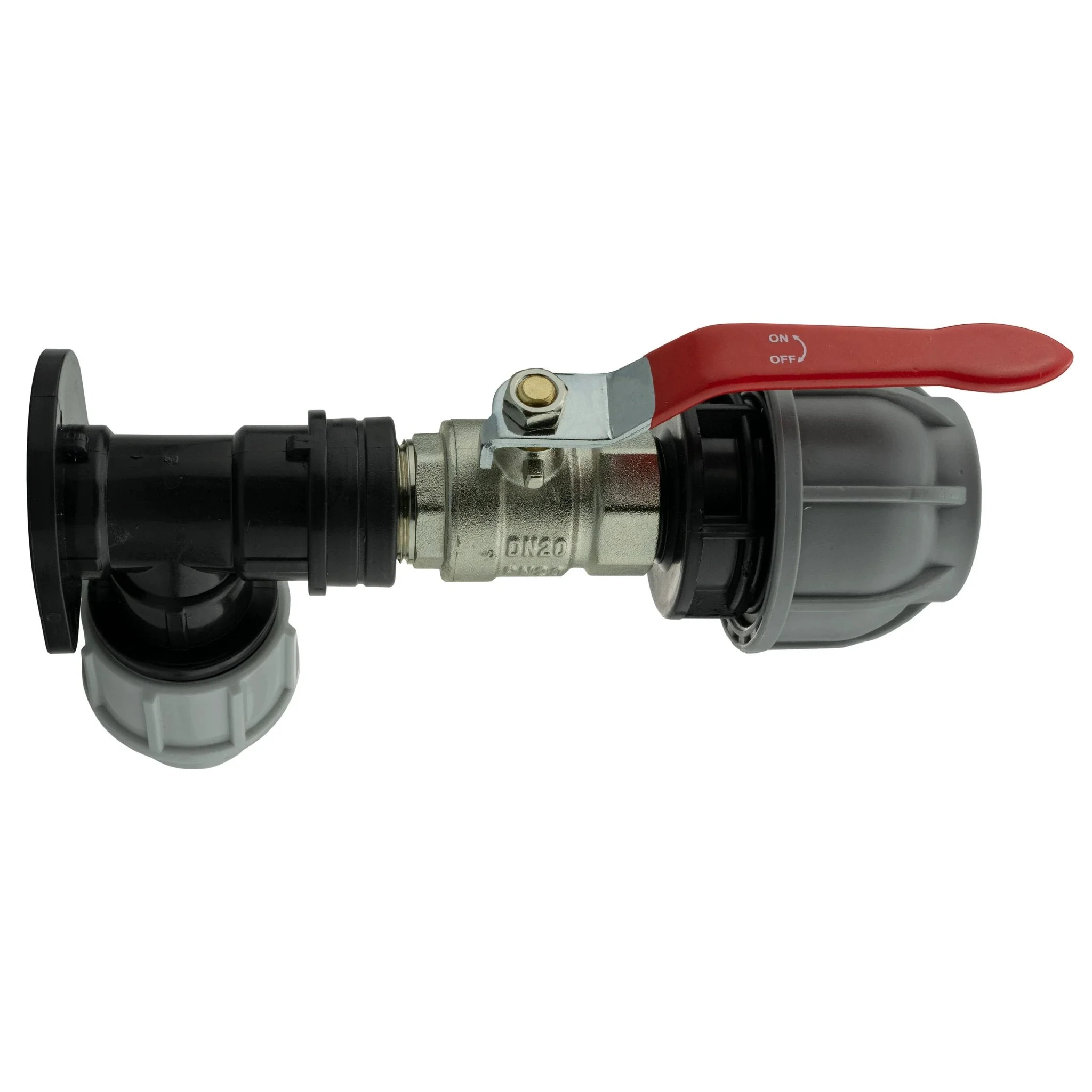 Wall Flange Kit 25mm MDPE + Lever Valve + 32mm MDPE Joiner - Image 2
