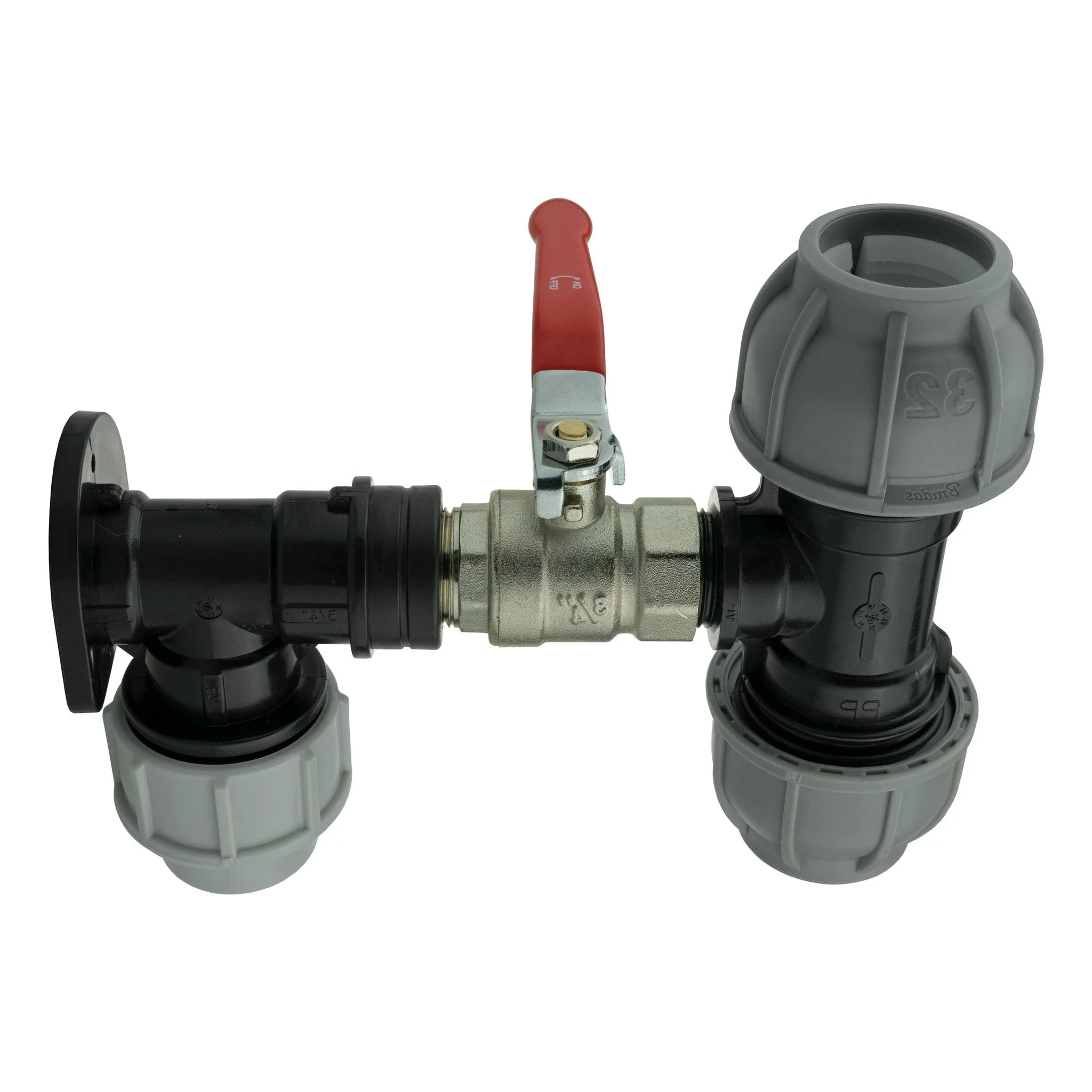 Wall Flange Kit 25mm MDPE + Lever Valve + 32mm MDPE Tee - Image 6