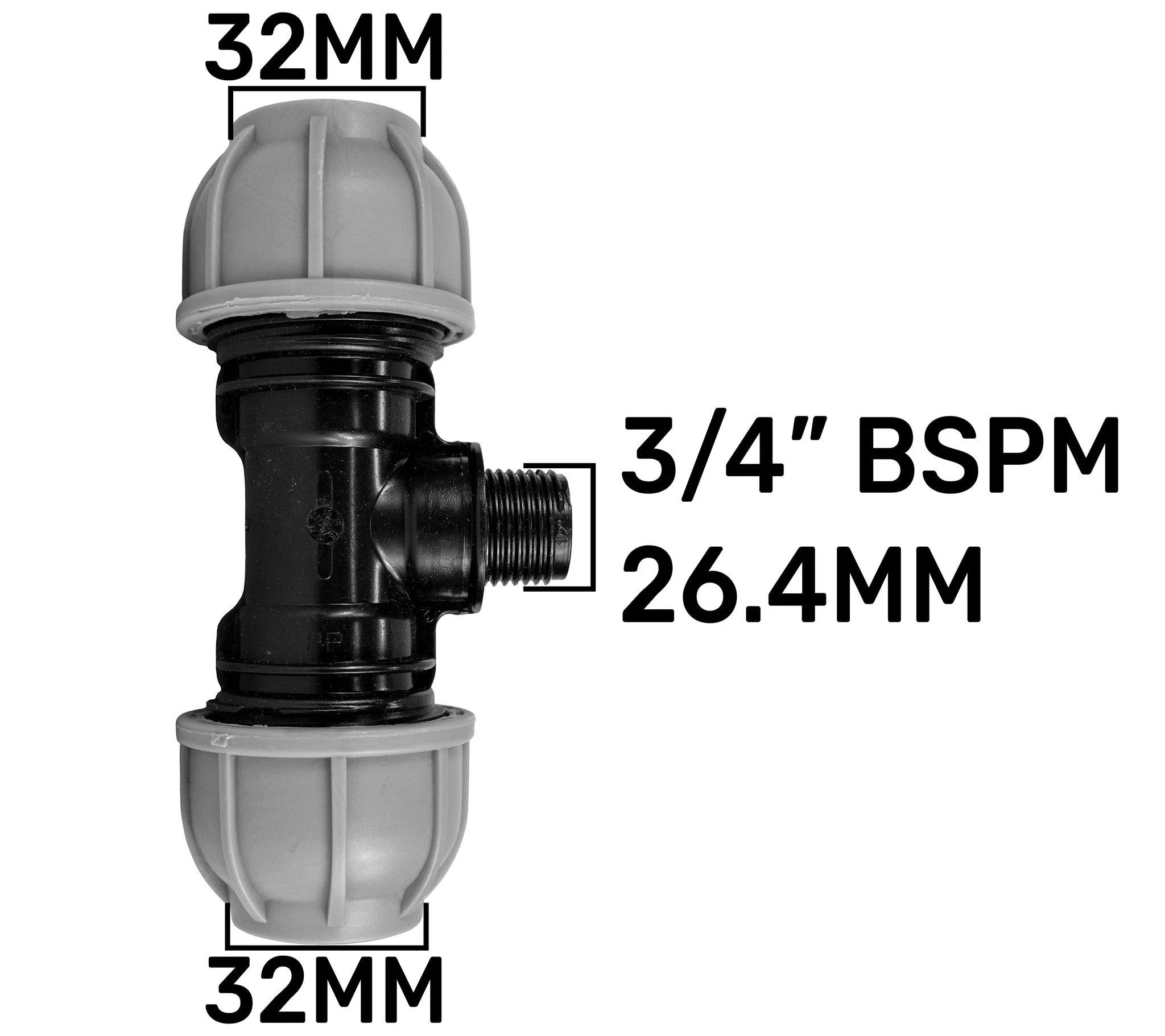 Wall Flange Kit 25mm MDPE + Lever Valve + 32mm MDPE Tee - Image 9