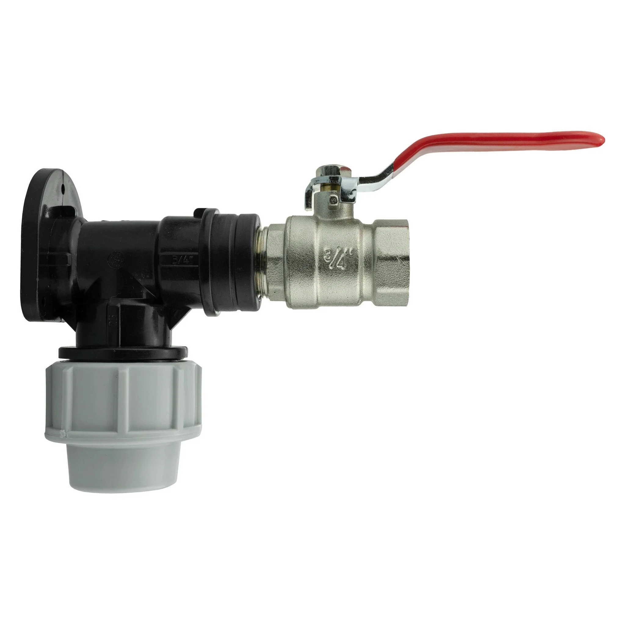 Wall Flange Kit 25mm MDPE + Lever Valve ¾” BSP