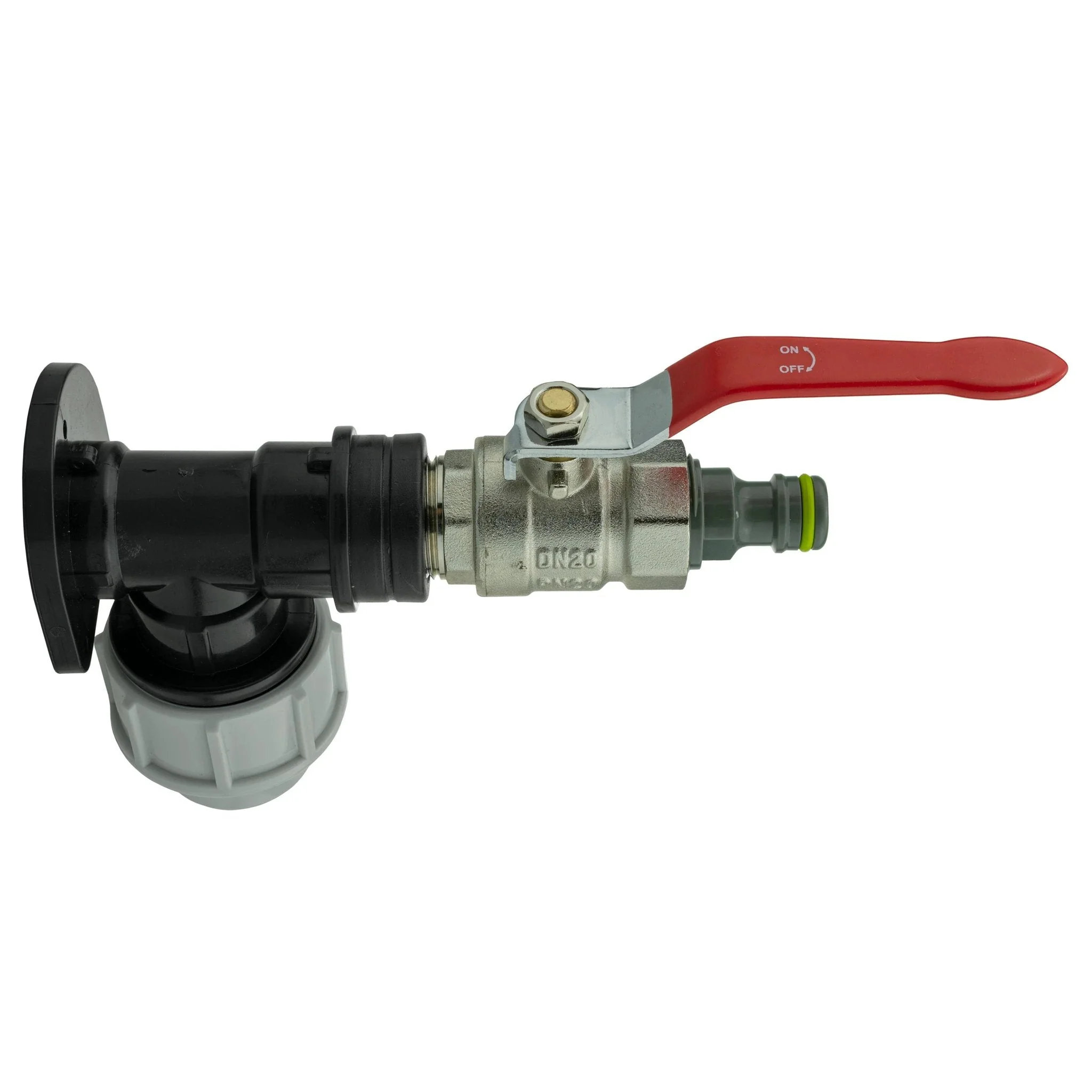 Wall Flange Kit 25mm MDPE + Lever Valve + Quick Connect Male - Image 2