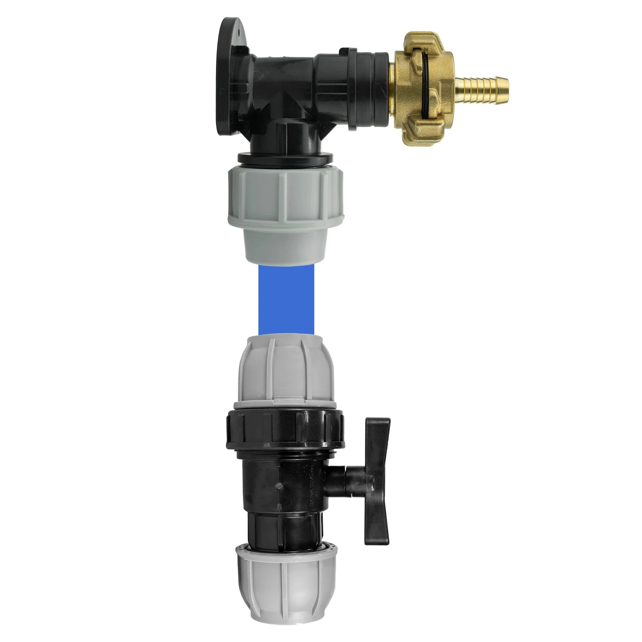 Wall Flange Kit 32mm MDPE + 32mm MDPE Valve + 13mm Barbed Geka Set - Image 2