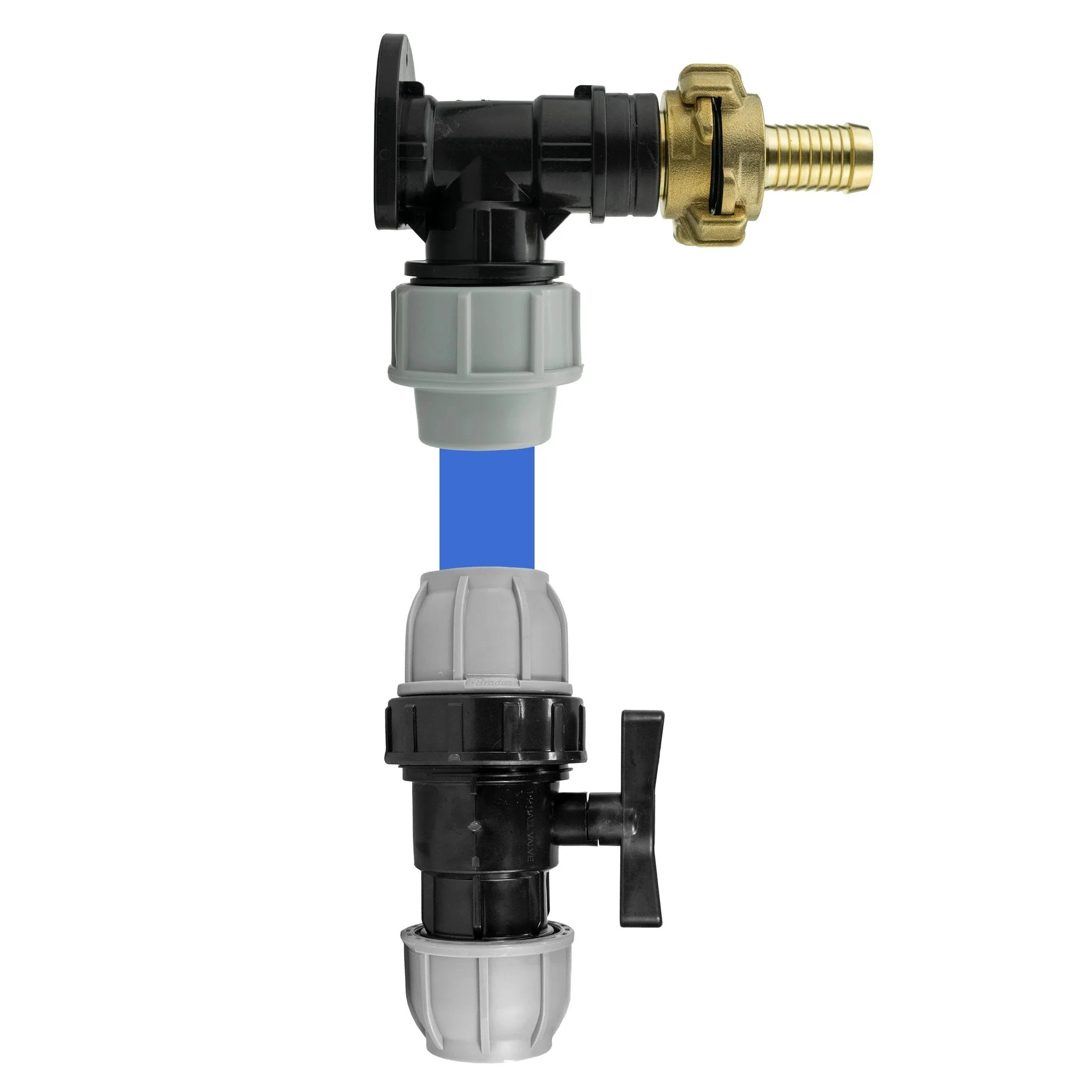 Wall Flange Kit 32mm MDPE + 32mm MDPE Valve + 19mm Barbed Geka Set - Image 2