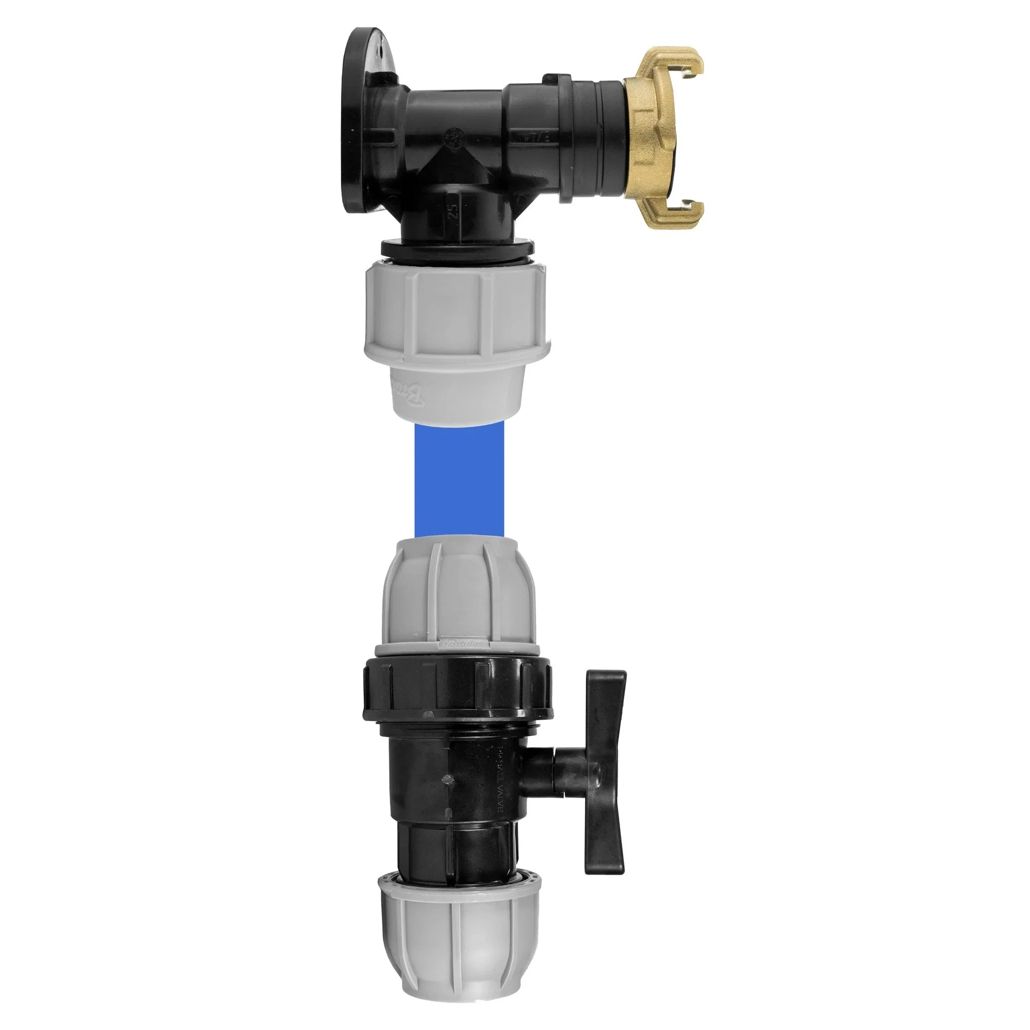 Wall Flange Kit 32mm MDPE + 32mm MDPE Valve + ¾” BSP Geka - Image 2