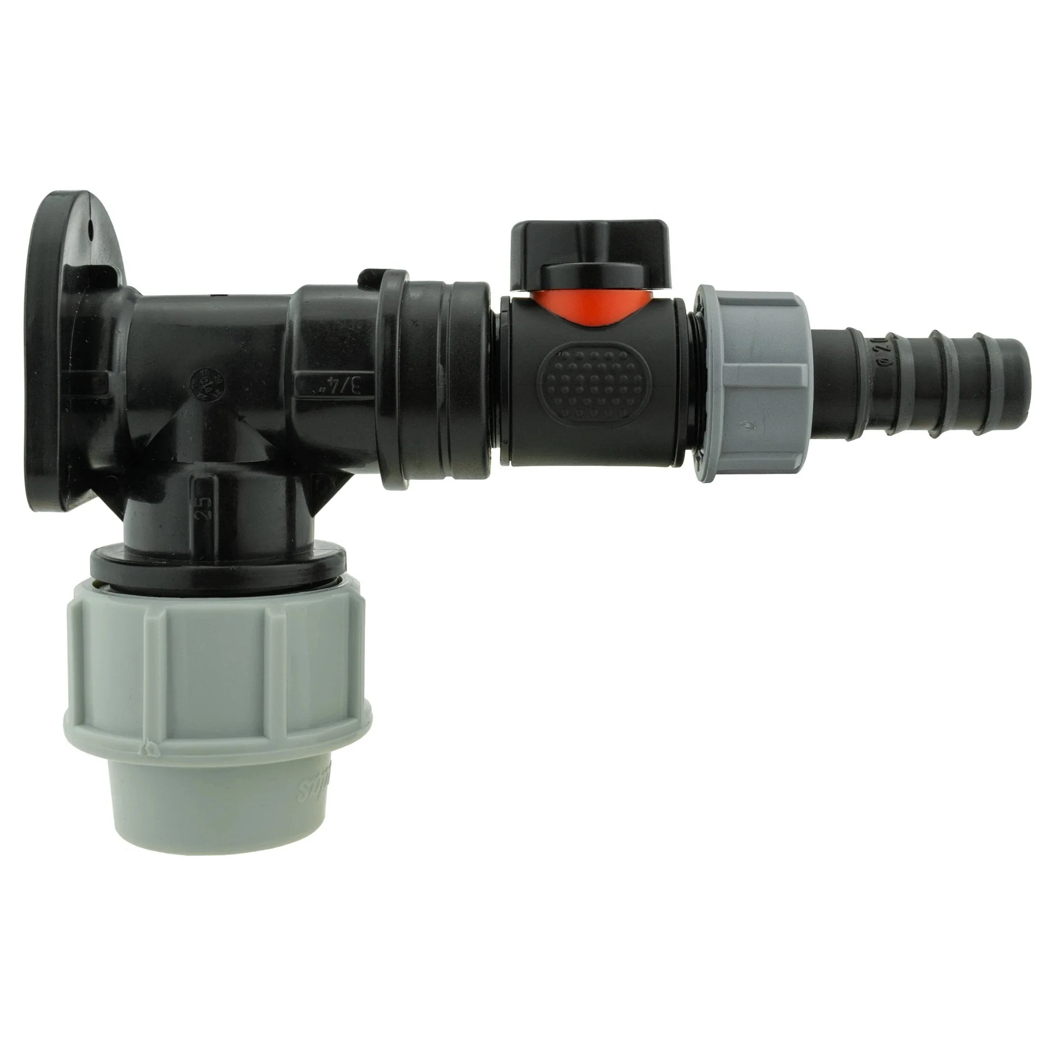 Wall Flange Kit 32mm MDPE + In-Line Valve + 20mm Barb - Image 2