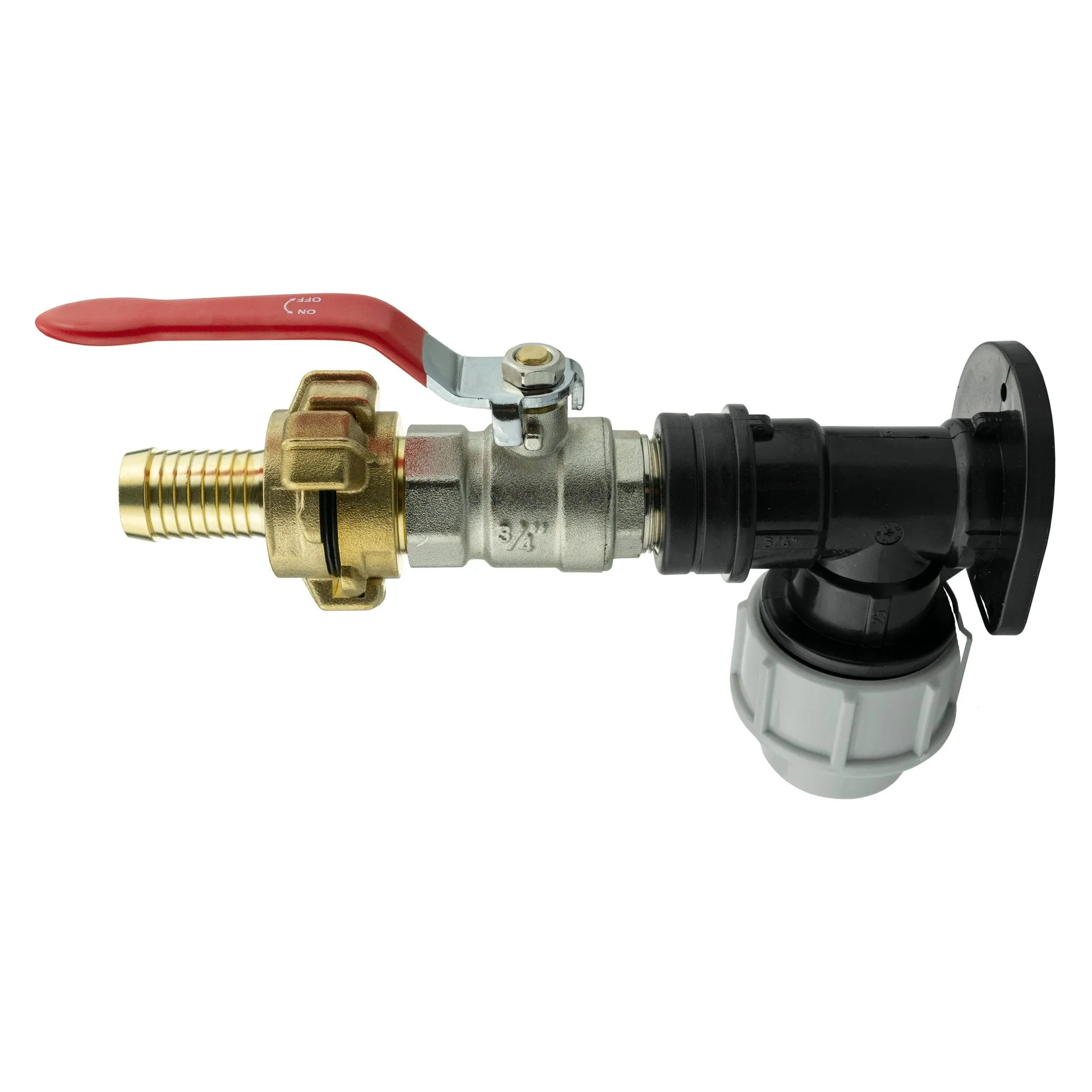 Wall Flange Kit 32mm MDPE + Lever Valve + 19mm Barbed Geka Set - Image 2