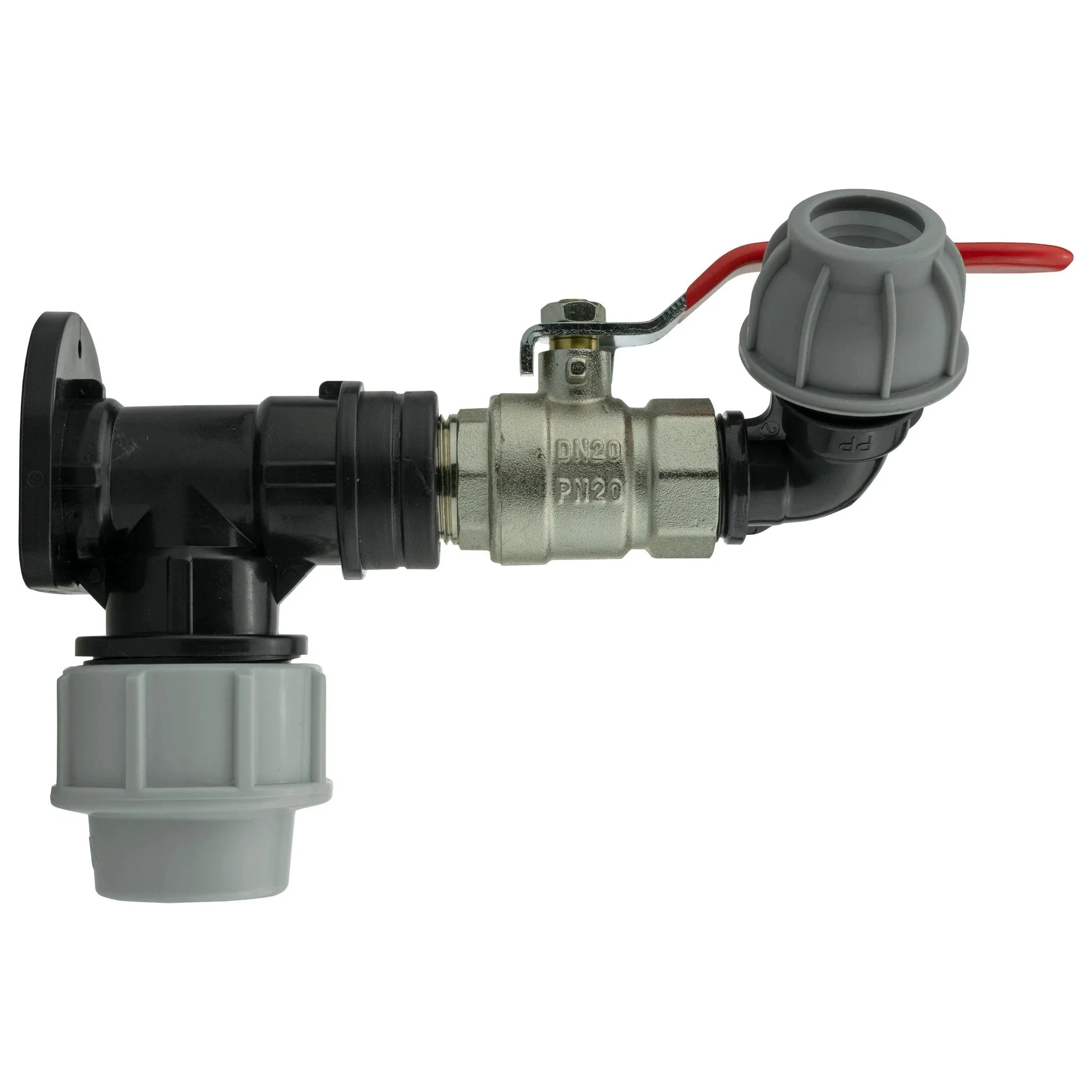 Wall Flange Kit 32mm MDPE + Lever Valve + 20mm MDPE Elbow - Image 4
