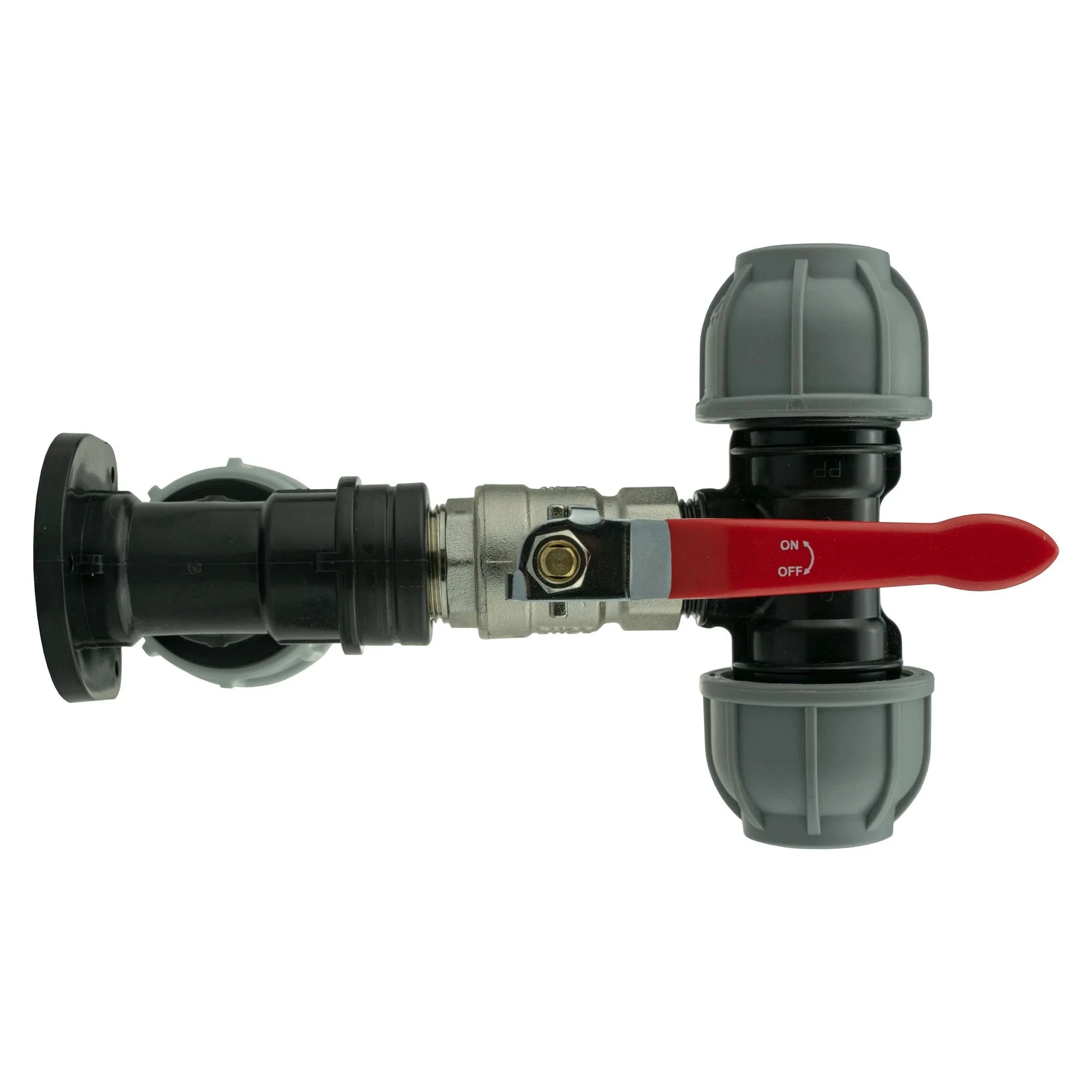 Wall Flange Kit 32mm MDPE + Lever Valve + 25mm MDPE Tee - Image 3