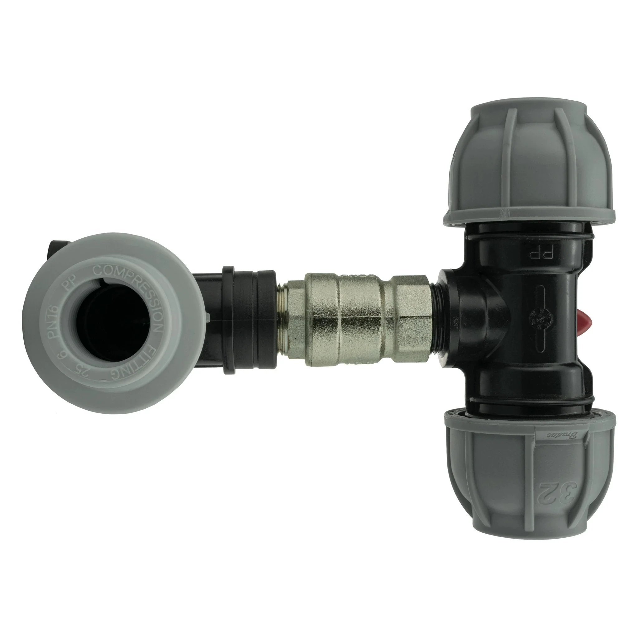 Wall Flange Kit 32mm MDPE + Lever Valve + 32mm MDPE Tee - Image 4