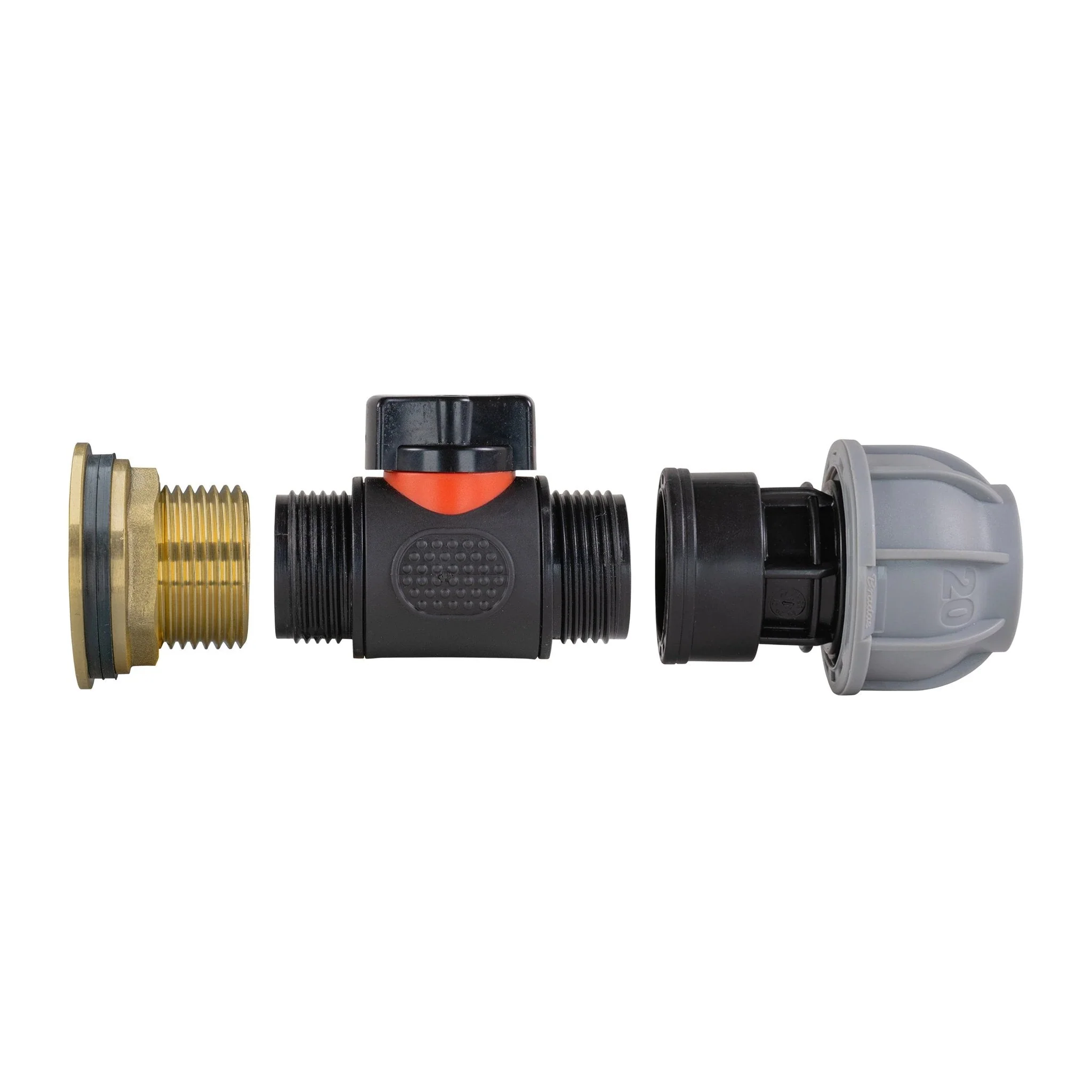 Water Butt Brass Kit 1" with In-Line Valve + 20mm MDPE - Image 6