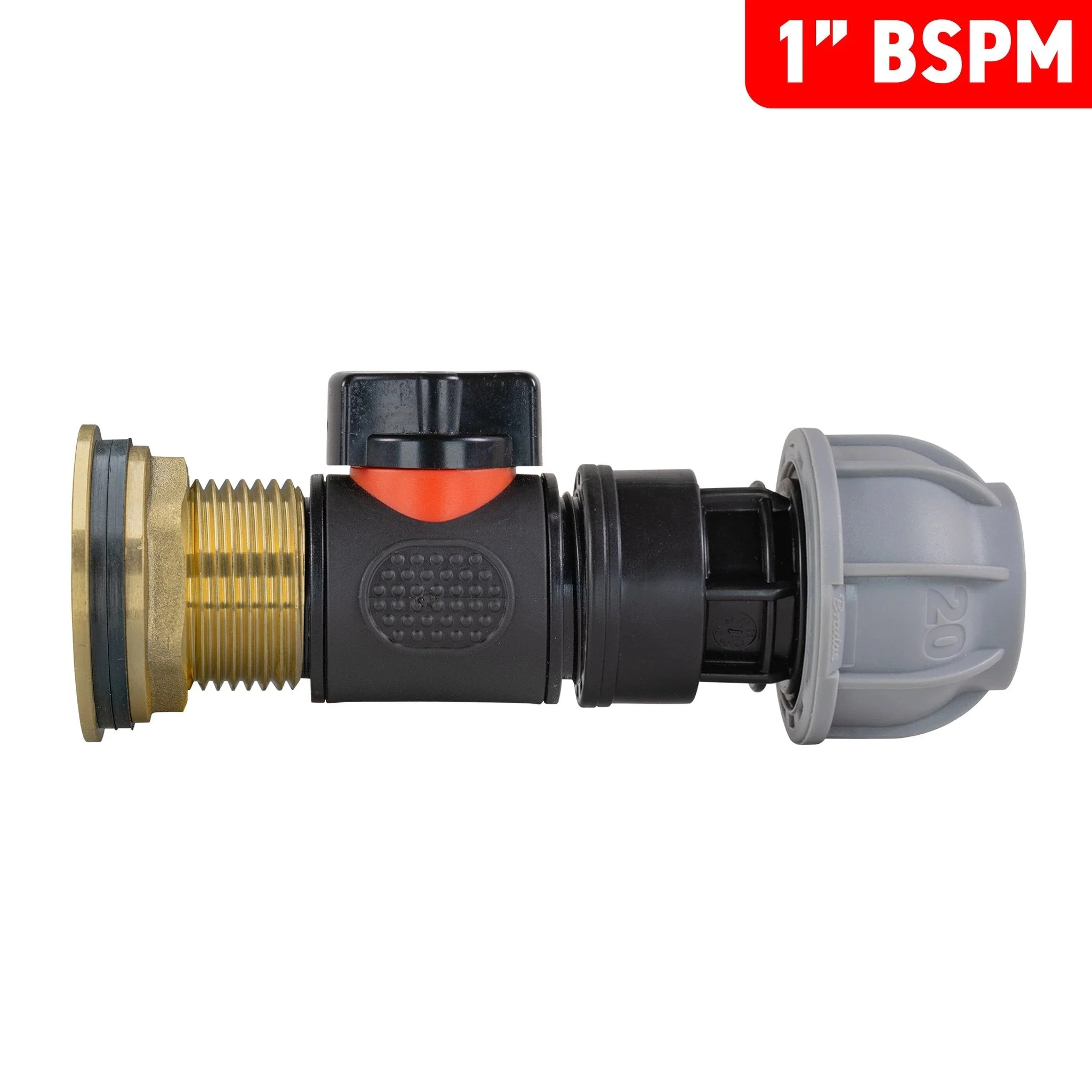 Water Butt Brass Kit 1" with In-Line Valve + 20mm MDPE - Image 7