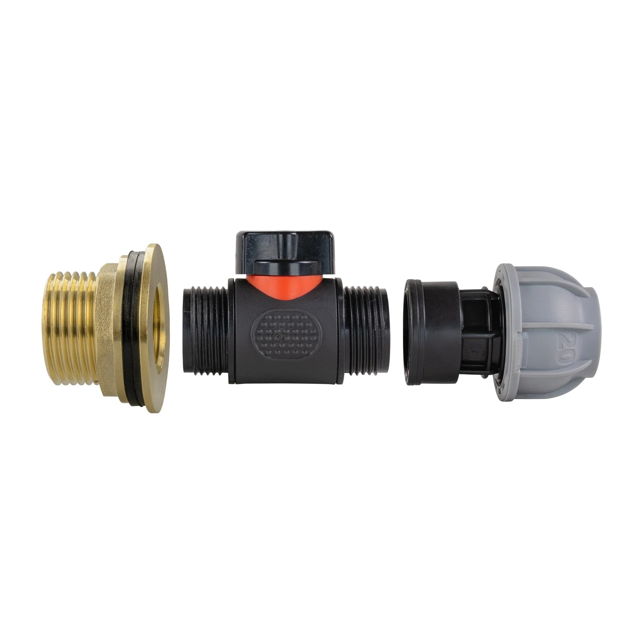 Water Butt Brass Kit 1" with In-Line Valve + 20mm MDPE and Drill Bit - Image 10