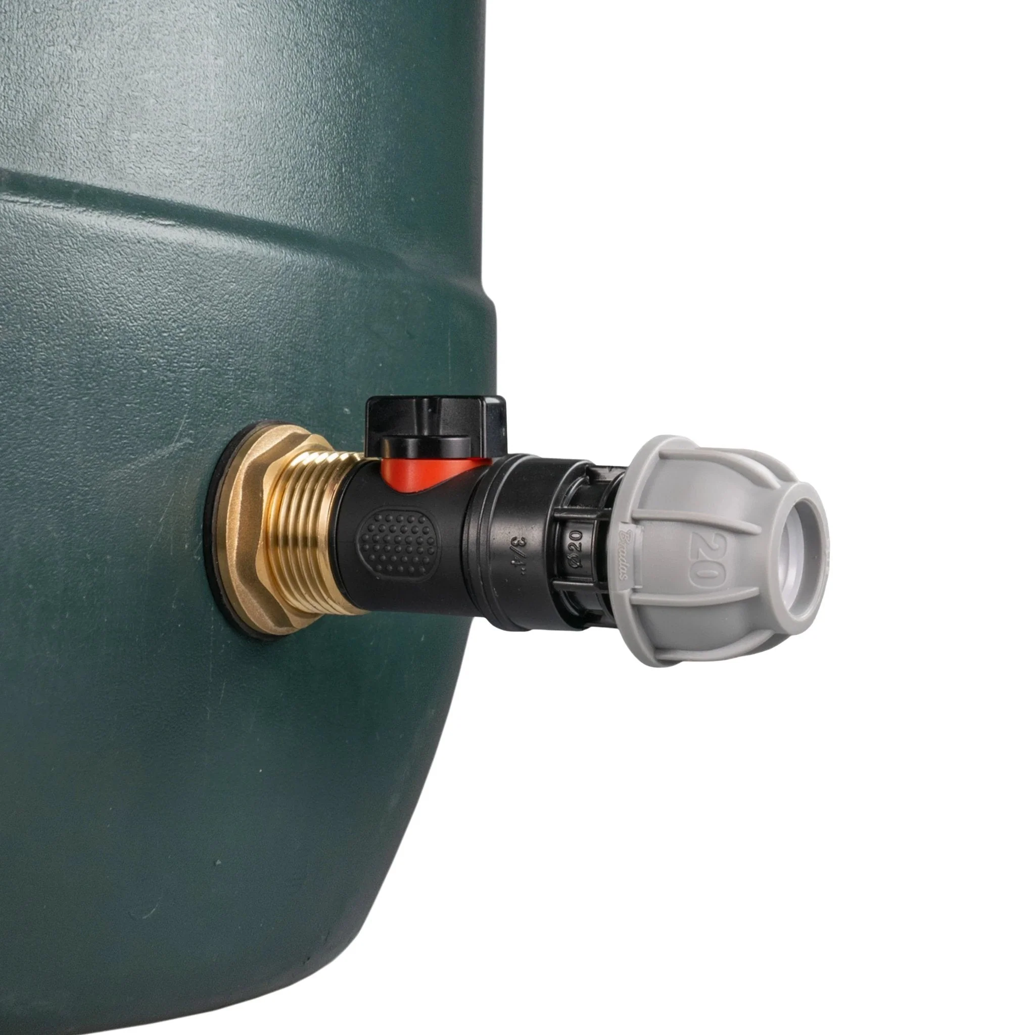 Water Butt Brass Kit 1" with In-Line Valve + 20mm MDPE and Drill Bit - Image 3