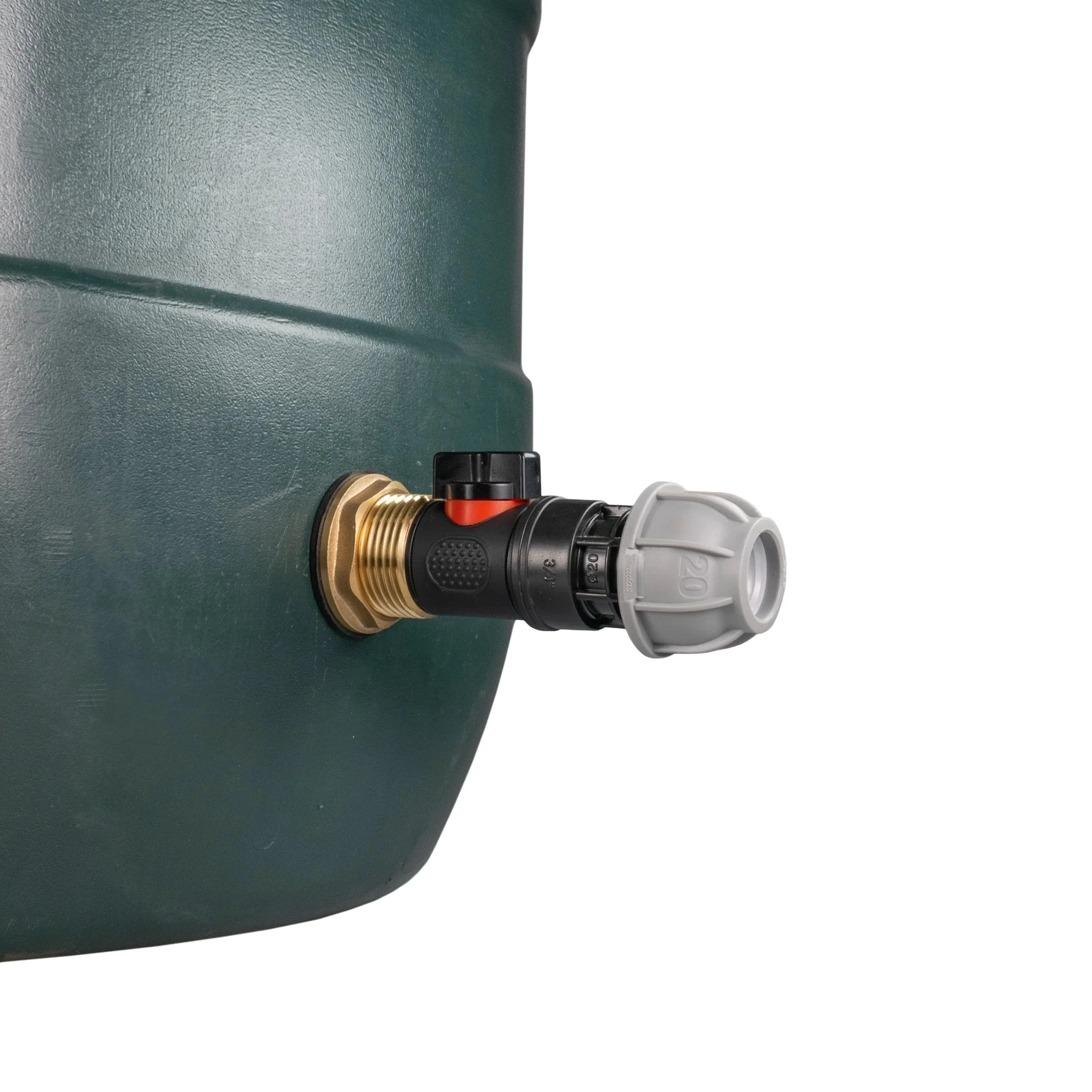 Water Butt Brass Kit 1" with In-Line Valve + 20mm MDPE and Drill Bit - Image 5