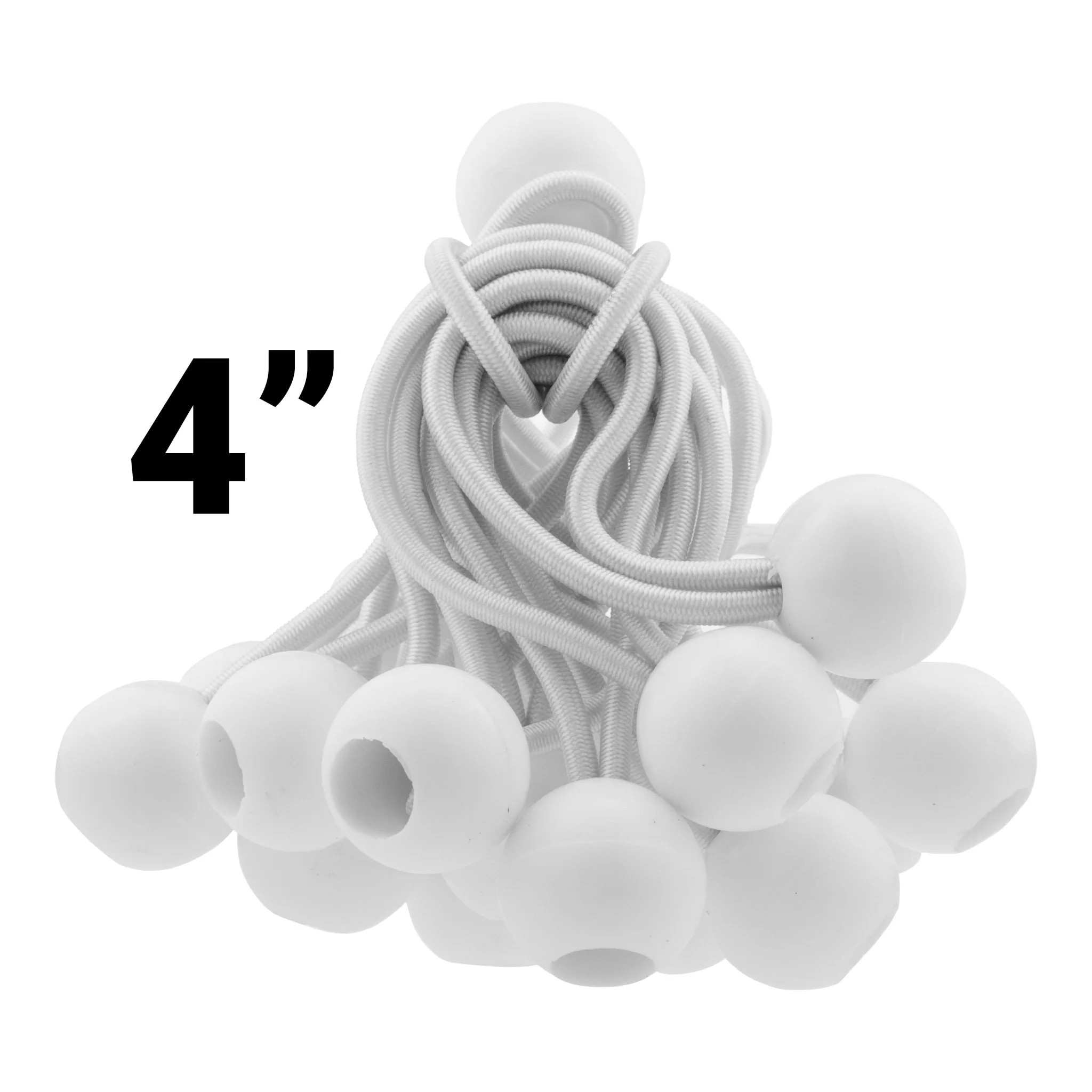 White M-Grade Tarpaulin with 20 x 4" Bungee Balls (White) - Image 2